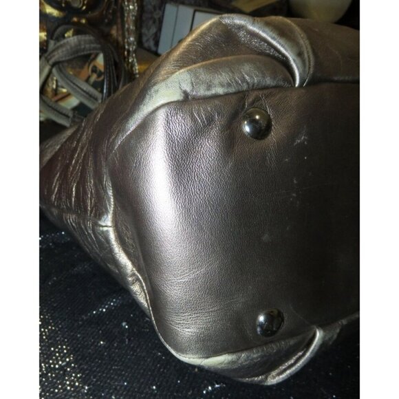 Coach Soho Metallic Gold Bronze Leather Pleated Carryall Handbag - Picture 6 of 12